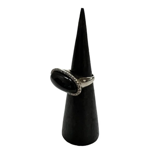 Sterling Silver Onyx CZ Statement Ring - Picture 8 of 10